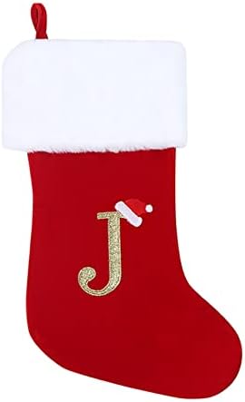 Божиќно обоено стакло монограм Божиќни чорапи за порибување класична персонализирана декорација за порибување за семејни сезони