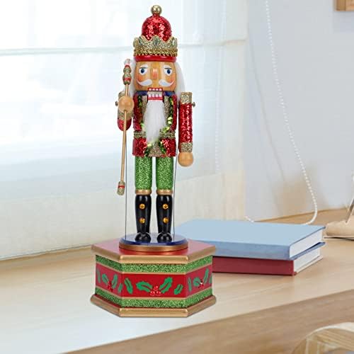 Абоофан гроздобер музичка кутија Божиќна дрвена музичка кутија дрвена оревчестарска војничка фигура за деца подарок за одмор украс украс црвена