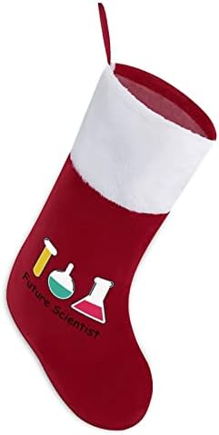 Иден научник Божиќно порибување Божиќно дрво камин виси чорапи со кратка кадифен манжетна декорација за забава за домашен одмор