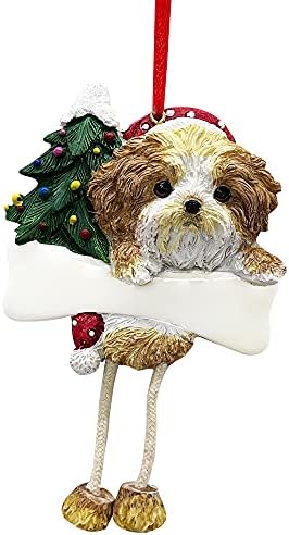 Кученцето Ших Цу Орнамент исечено со уникатен „висат нозе“ рачно насликани и лесно персонализиран Божиќен украс