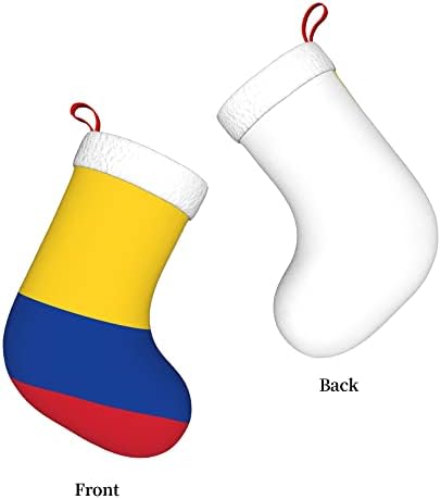 QG ZZX Божиќни чорапи со бела супер мека капна манжетна манжетната Колумбија знаме Божиќни чорапи Божиќни украси порибување