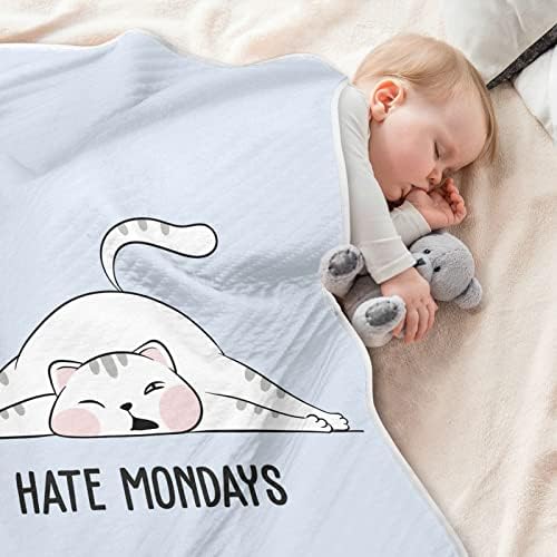 Swено ќебе во понеделник Хатер мачка памучно ќебе за доенчиња, примање ќебе, лесен меко залепено ќебе за креветчето, шетач, расадници