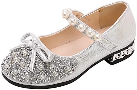 Перформанси танцувачки чевли за девојчиња детски чевли бисер ригистони кои сјаат деца принцези чевли кожни чевли