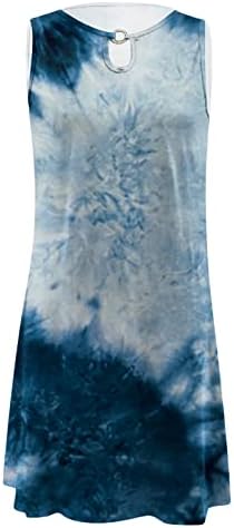 Дами Sundresses 2023 Блок во боја што одговара на летни фустани вратоврска боја тенок без ракав фустан со висок половината фустан со висок