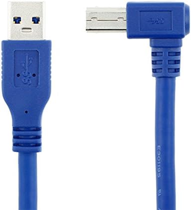 BLUWEE USB 3.0 Кабел-Тип А-Машки До Прав Агол Тип Б - Машки Печатач Скенер Кабел - 2 Стапки-Тркалезна Сина Боја