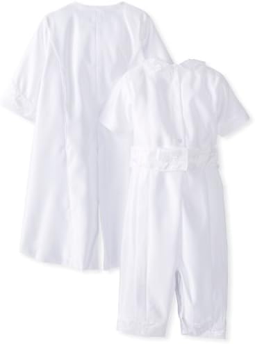 Drapои Couture Baby Babys's Draped Satin извезена облека за крштевање