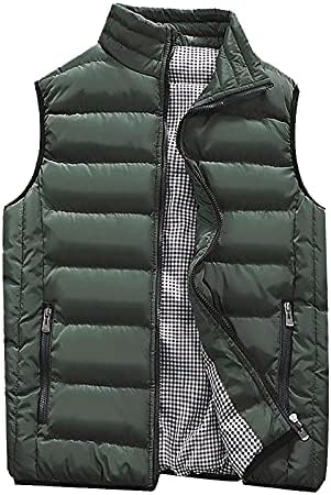 Uofoco лесен puffer елек за мажи, топла преголема јакна без ракави на отворено за патување во зимско пешачење
