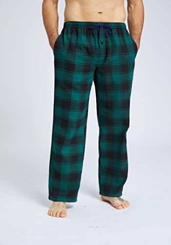 Панталони за пижами за пижами од Jupitersecret Постави фланел памук карирано спиење и панталони за дневна, PJ дното со џебови