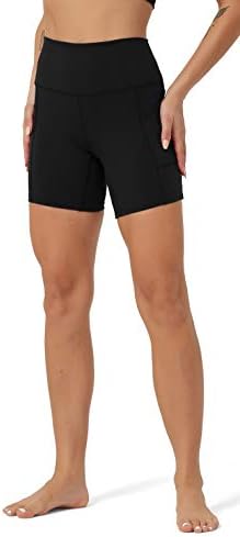 Atterенски атлетски јога шорцеви од 6 инчи со џебови со џебови контрола на стомакот со високи половини со кратко пешачење
