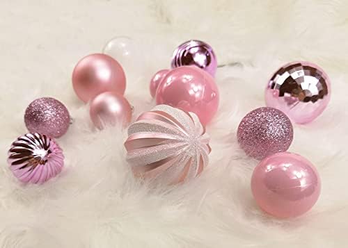 AOGU 86 ПЦС Божиќни топки розови украси за елката топка поставени расипувачки украси за дрвја домашни забави празници венци украси декор висат топка украси куки вклу?