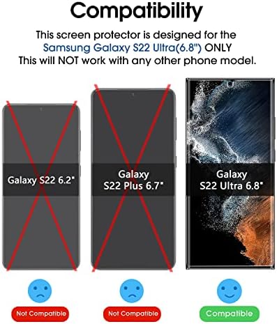 амфилм 3Д Закривено Калено Стакло За Samsung Galaxy S22 Ултра 5G 6,8 Инчен Заштитник На Екранот И Заштитник На Објективот На Фотоапаратот, Целосно Компатибилен Со Ултразвучен