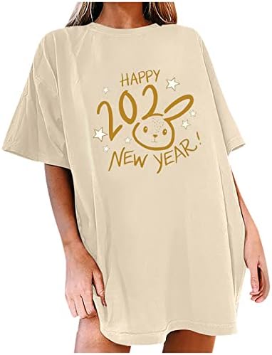 2023 Преголеми графички маички женски симпатични зајаче печатени кратки ракави Туника врвови летни трендовски лабави блузи маица