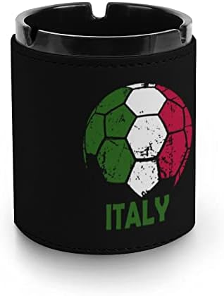 Италијански Фудбал Фудбал Фудбал Премиум кожа од пепел, тркалезна цигари Десктоп пушејќи ја фиоката за пепел за автомобил или употреба на отворено