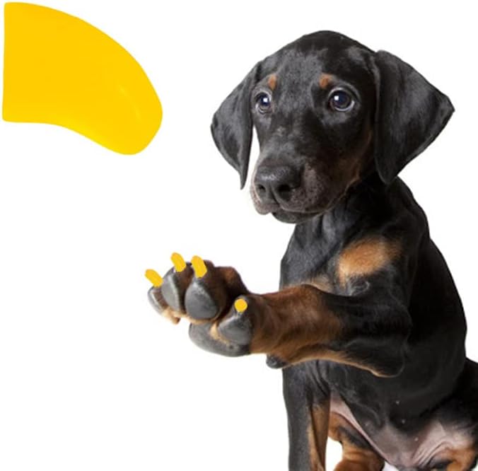 Убави Канџи 3 Месечно Снабдување Меки Капачиња За Нокти Со Лепило За Канџи За Кучиња - Сончево Жолто Големо