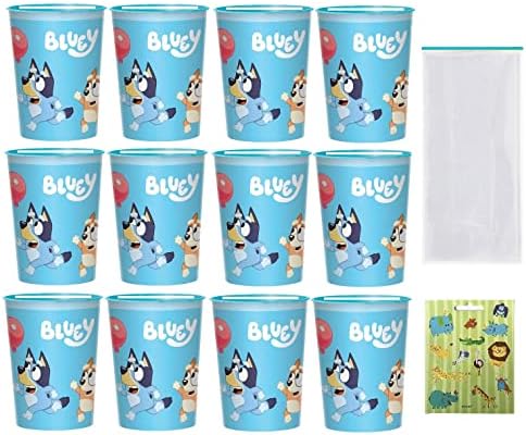 Амскан Блуи Роденден Бебе Партија Материјали Корист Пакетот Пакет вклучува 12 Пластични Чаши За Повеќекратна Употреба и 25 Проѕирни Кеси За Виолончело