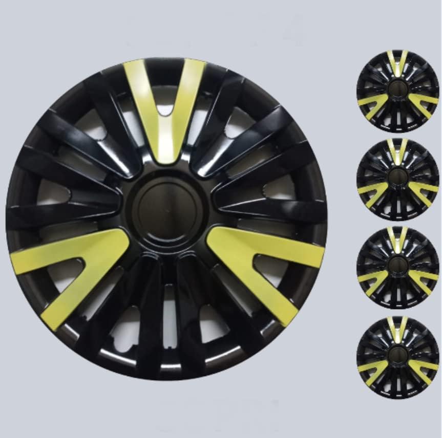 Копри сет од покривка од 4 тркала од 14 инчи црно-жолти Hubcap Snap-on одговара на Форд