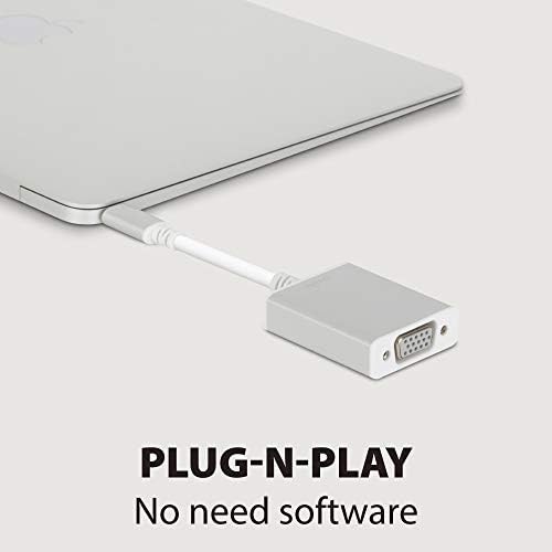 MOSHI USB - C До VGA Адаптер, Plug-n-Play, Поддржува HD Резолуции 1080p@60Hz, Алуминиумска Обвивка, За MacBook Silver