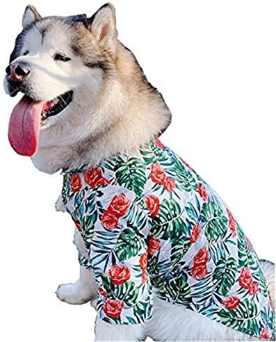 Голема раса алоха кучиња кошула куче Хавајска цветна кошула од ананас 3xl-6xl за големо куче, Алјаска, отвори