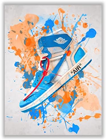 Hypebeast Blue Sneaker Air постер - Необразовано - AJ Wall Art, Hypebeast Decor Decor, Michael Jordan постер, Sneaker Air Gym чевли чевли Колекција