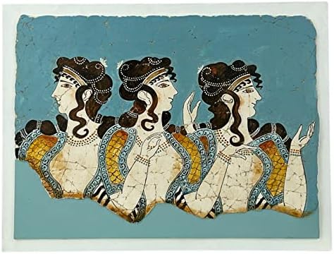 Дами во сино Кносос Миноан Палас Крит вистинско фреско женско сликарство на wallид