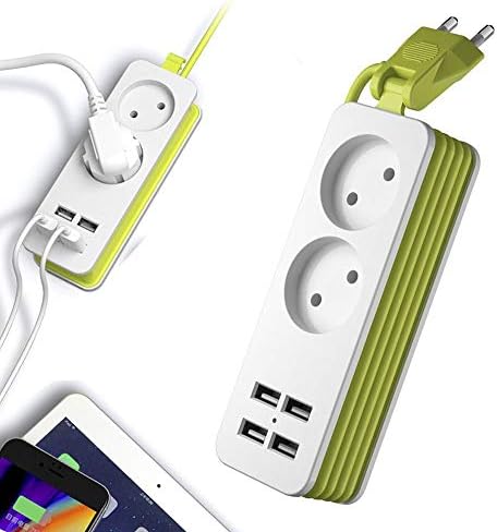 Стрип на електрична енергија Luckymo, USB -лента за напојување, со порта 4USB 2AC, кабел за продолжување долга 5 метри, поддршка 2а Брзо полнење, заштита од прегревање, за дома,