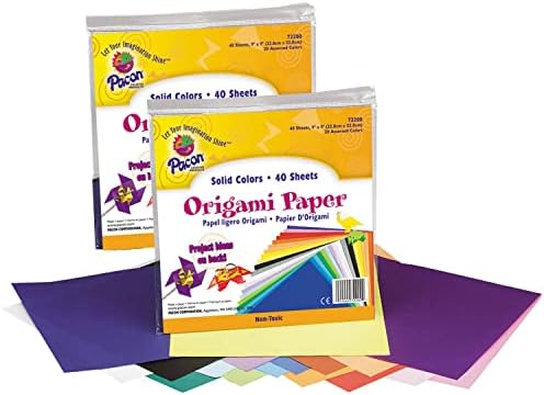 Креативност улица оригами хартија, разновидни бои, 9 x 9, 40 листови по пакување, 2 пакувања