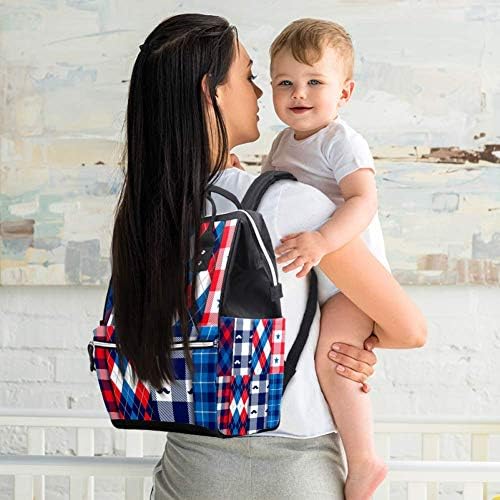 Американски Хипстер Мустаќи Тартан Карирани Торби За Пелени За Бебиња Торба За Менување За Мама Тато Нега На Бебиња