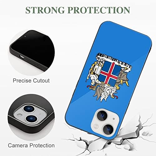 Грб На Исланд Мобилен Телефон Заштитен Случај Тпу Стакло Симпатична Анти-Шатер Телефон Случај за iPhone 13