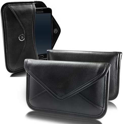 Boxwave Case Компатибилен со Oppo A3s - Елита кожна торбичка за месинџер, синтетички кожен покритие дизајн на пликови дизајн за Oppo A3s - Jet Black