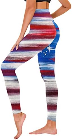 Хеланки со високи половини за жени Американски орел без атлетски јога панталони САД 4-ти јули со целосна должина на хеланки