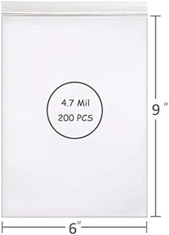 Тешка пластика што може да се повлече од патентите, 4 мил, 6 x 9 вреќи за заклучување на заптивки за фото картички плитки закуски семе 200 парчиња