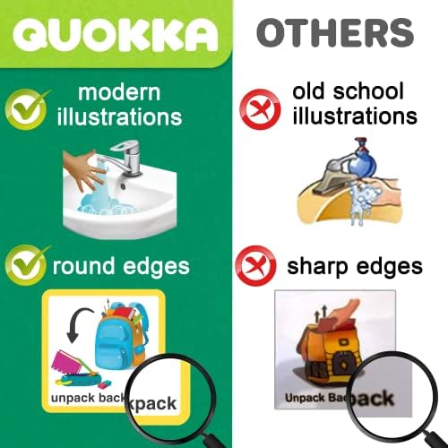Сет од 3 картички и табли за напишување за деца - Магнетски календар за учење визуелен распоред за мали деца од Quokka - Дневни активности за домашно училиште за предучи