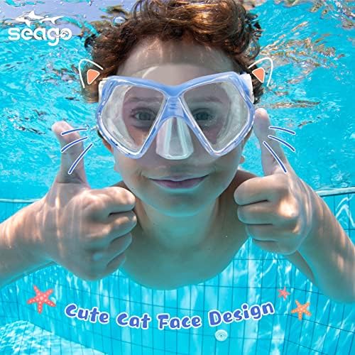 Seago Kids Snorkel поставен на возраст од 6-14 години анти-маска нуркање маска за пливање и сув врвен нуркач за момчиња девојчиња тинејџери