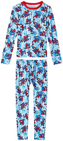 Marvel Spider-Man Момци Термичка долна облека Поставена за деца со 2 парчиња кошула со основни слоеви и долги он хеланки за деца пижами
