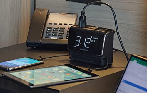 Kube Essentials Power Hub Alarm Clock Alarm Clage Fast Charge уреди со вградени кабли за таблети и лаптопи со телефони со Android