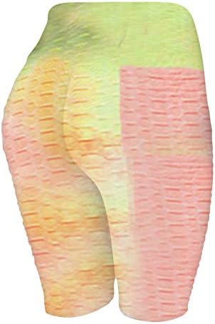 Текстурирани женски високи половини спандекс јога шорцеви за велосипед истегнат женски јога тренингот атлетски спортски шорцеви хеланки