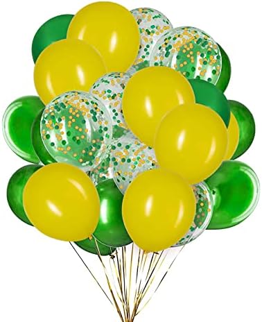 Жолта Зелена Балони, Жолта И Зелена Конфети Латекс Балон За Партија Украси,12 Инчен, Пакет од 50.