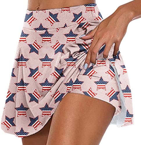 4 -ти јули во САД знаме што работи здолништа со шорцеви за жени со високи половини со проток на голф, 2 во 1 тренерски кулоти