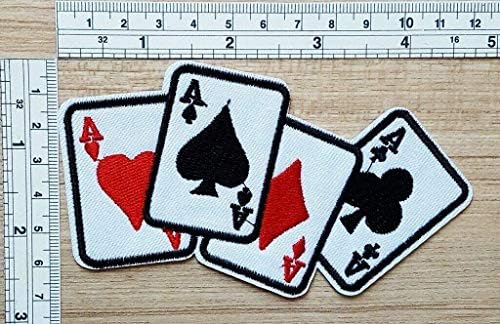 Играње картичка четири покер покер DIY Applike везена шива железо на лепенка