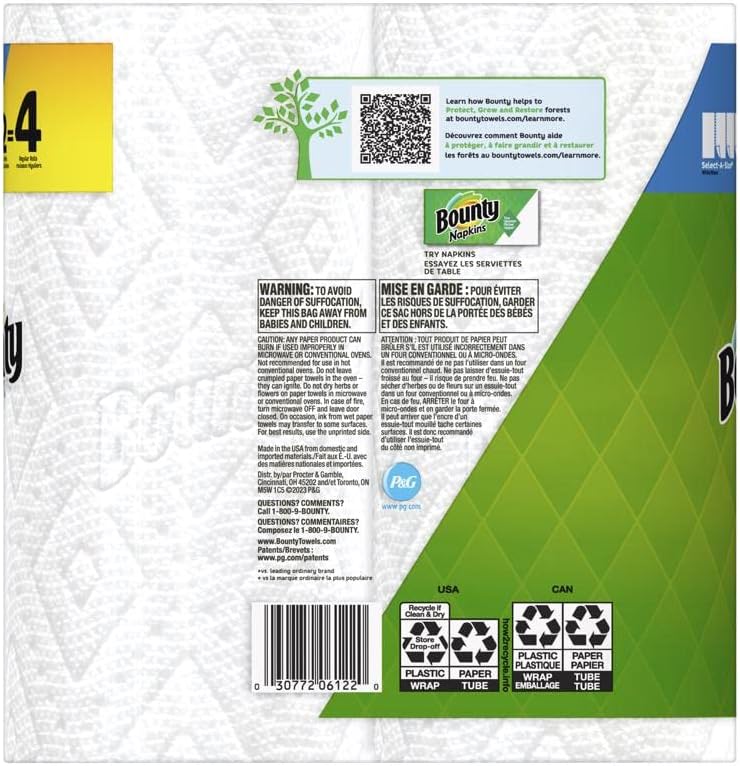 Bounty Select-A Size Paper Paper 98 Sheet 2 Ply 2 Pk-Case of: 6; 6