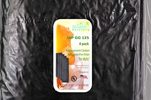 Дишете природно-замена IAP-GG-125 јаглероден филтер 4-пакет за Idylis IAP-GG-125 филтер за прочистување на воздухот C, Дел # 0560976, направен во САД