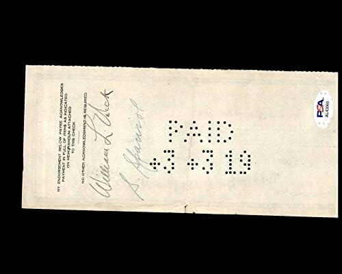 William Veeck PSA DNA потпишана X2 Chicago Cubs Check 3-3-1919 Autograph