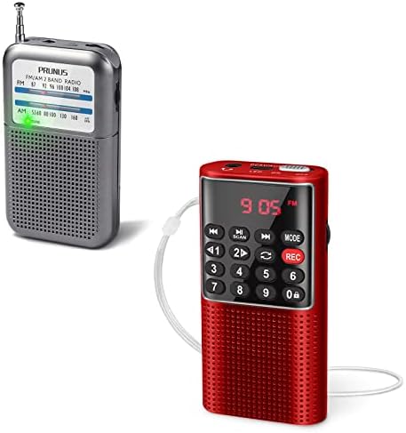 PRUNUS DE333 Преносен радио Mini AM FM Pocket Transistor Radio со одличен прием, Prunus J-328 Mini Portable Pocket FM Radio Mp3 Walkman Radio With Recorder, Lock Key, SD картички плеер