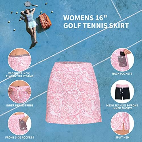 Moteepi 16 Голф здолниште за женски тенис здолниште со 4 џебови со високи здолништа со атлетски скелети