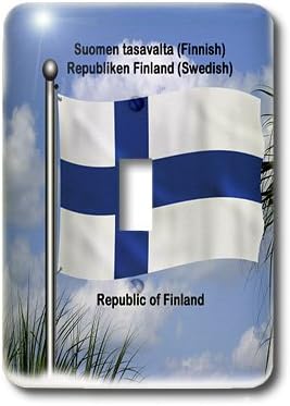 3drose lsp_58799_1 Знаме Веејќи Против Небото Со Република Финска Напишано на англиски, фински И шведски Прекинувач За Едно Вклучување