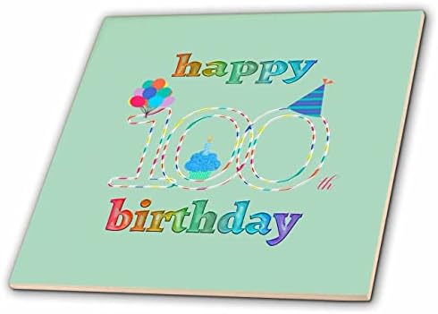 3дроза Среќен 100-ти Роденден, Кекс Со Свеќа, Балони, Капа, Шарени-Плочки