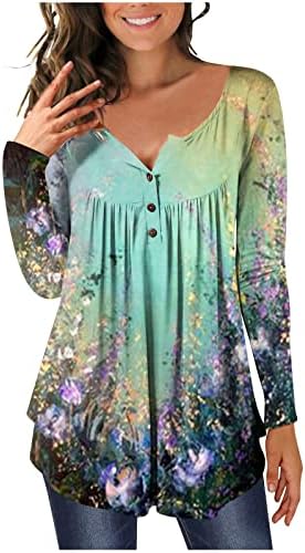 Плус Големина Блузи За Жени Гроздобер Печатење Лабава Вградена Лажичка Вратот Блуза Дама Caus Каузални Кошули Копче Врвови
