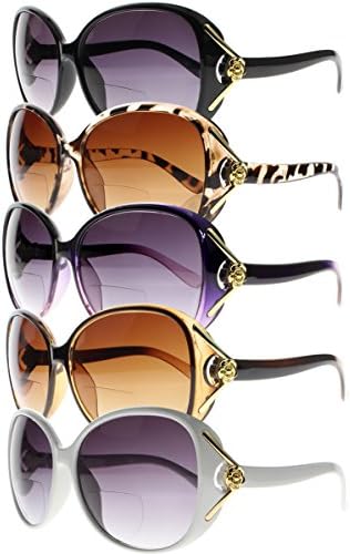 5 Цвеќиња Во Боја Преголеми Бифокални Очила За Читање Затемнети Леќи УВ400 Очила за Сонце +1.0~+4.0