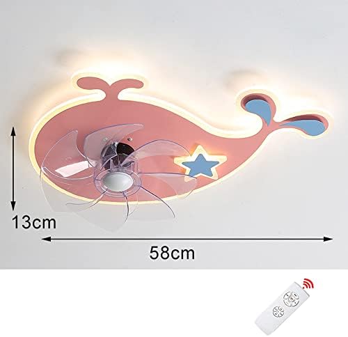 Sduyteg Детска лустер таванот вентилатор со светла 20W 3 бои затемнет нем 3 брзини што висат светло лампи за далечински управувач далечински управувач