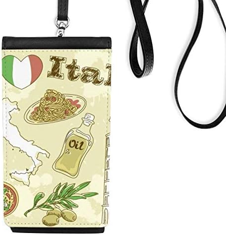 Италија пејзаж Склопот на кулата на Пиза Телефон чанта што виси мобилна торбичка со црн џеб